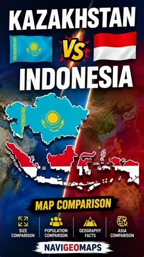 🇰🇿 Kazakhstan vs 🇮🇩 Indonesia | Country Size Comparison 🌍 | Map Comparison 2026
