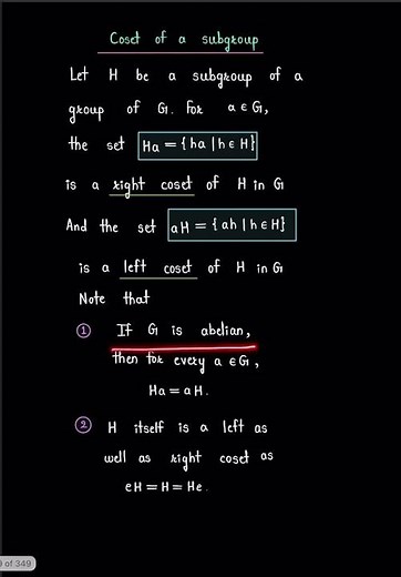 Concept of coset of a subgroup #abstractalgebra#coset