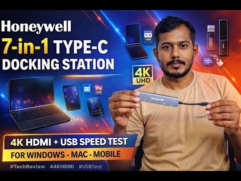Honeywell 7-in-1 Type-C Docking Station Review | 4K HDMI Test on Windows, Mac & Mobile | Speed Test