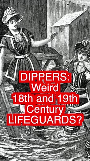 18th and 19th century dippers aka lifeguards. In boyton there was a woman named Martha Gunn Who has an amazing story of working with the bathing machines. #dippers #marthagunn #boytonbeach #bathingmachines #1800s #englishhistory | Hot For History
