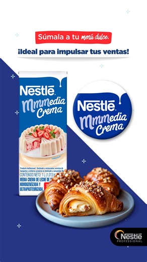 ¡Dale sabor a tus recetas con la Media Crema Nestlé! 🥐✨ Encuéntrala en tu sucursal favorita y prepara delicias como este croissant relleno. ¡El toque perfecto para tus momentos más deliciosos! #descuentos #promociones #garis #Nestle #MediaCrema #postres | Servicio Comercial Garis