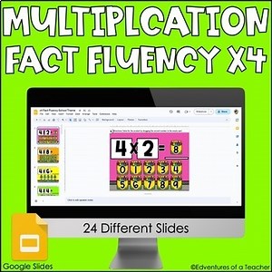 Multiplication Fact Fluency x4 | Missing Factor| School Theme | Google Slides