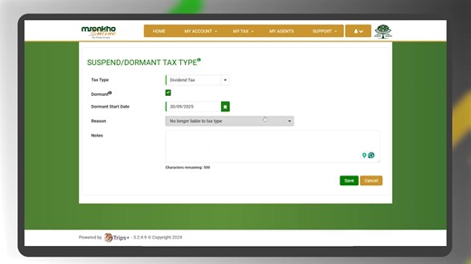 Created your user credentials on Msonkho Online? Requested your tax types (PAYE, WHT, FBT, DEX, etc.)? But what if you requested the wrong tax type? Don’t worry, watch this video to learn how to suspend an incorrect tax type. https://youtu.be/tPLVHZ5a8YY #MsonkhoOnline #TaxMadeEasy #MRAMalawi #DigitalTaxation | Malawi Revenue Authority