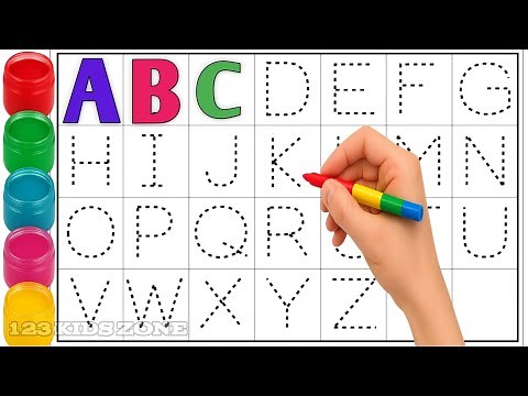 Alphabet, ABCD, ABC song, A to Z, Kids rhymes, collection for writing along dotted lines for toddler