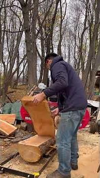 Cutting a cherry log with the Hudson hfe 21 homesteader sawmill.