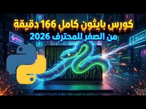 كورس تعلم لغة بايثون في 166 دقيقة | تعلم بايثون من الصفر للاحتراف للمبتدئين