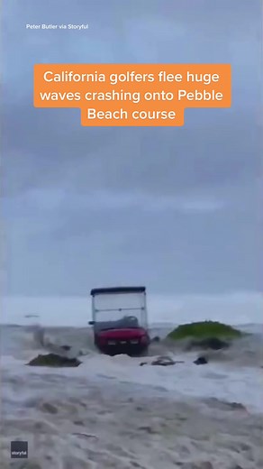 California Golfers Escape Massive Waves Crashing at Pebble Beach Course