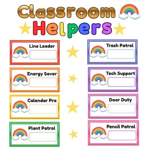 Rainbow Classroom Helpers Chart Student Job Assignments Educational Teacher Decor Bulletin Board Display - Etsy
