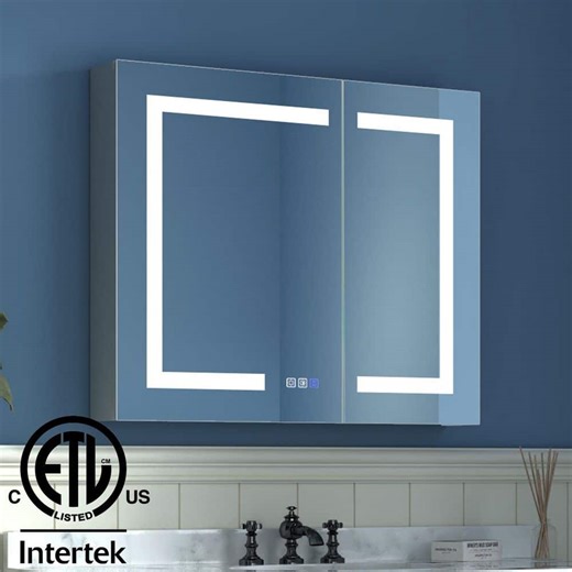 Reviews for ExBrite 30 in. W x 26 in. H Medium Rectangular Silver Aluminum Recessed/Surface Mount Medicine Cabinet with Mirror and LED | Pg 5 - The Home Depot