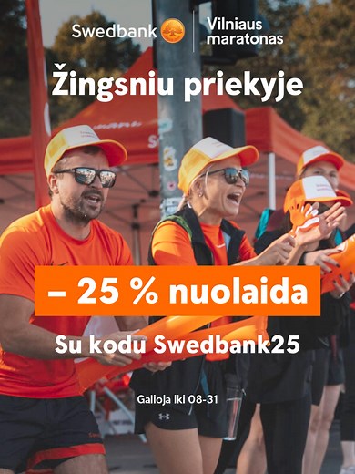 „Swedbank Vilniaus Maratonas“ – 25 % nuolaida dalyvio mokesčiui