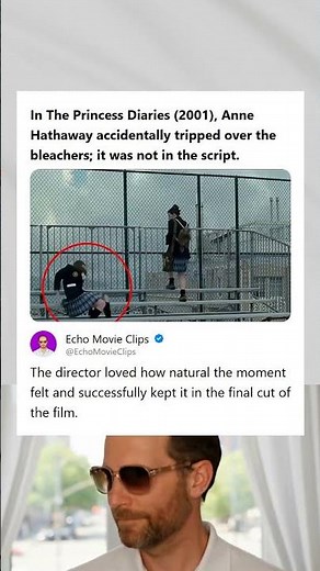 The Princess Diaries 2001 Anne Hathaway Accidentally Tripped Over the Bleachers