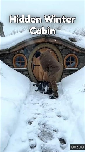 Hidden Winter Cabin | Cozy Hobbit-Style Home in the Snow
