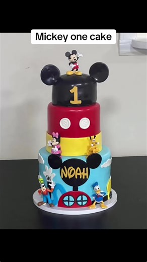 A custom Mickey Mouse Clubhouse cake made for a very special first birthday 🖤❤️💛 Bold colors, layered details, and classic characters—perfect for milestone moments 🎉🎂 #mickeymouse #mickeymouseclubhouse #cake #cakedecorating #disney
