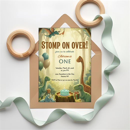 Editable Dinosaur Birthday Invitation for Boy First Birthday Dino Party Digital Printable Invite - Etsy