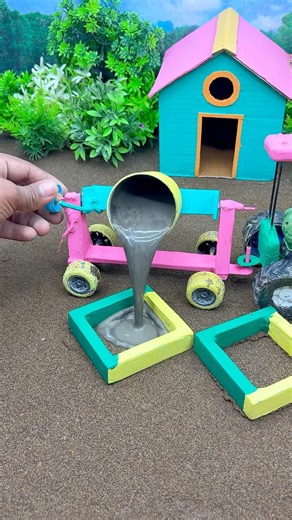 😱 Real Working Mini Tractor Making Cement Pillar | Amazing DIY Construction Machine 🚜 #shorts