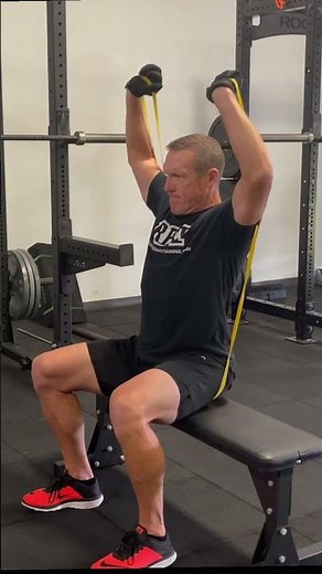 Band Seated Overhead Shoulder Presses #bandshoulderworkout