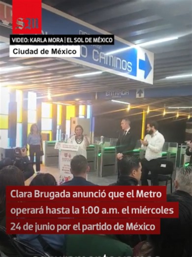 ⚽️ Clara Brugada anunció que el miércoles 24 de junio se ampliará el horario de servicio del Metro ante las posibles celebraciones por el partido entre México y Chequia, que se disputará en el Estadio Ciudad de México. 📹 Karla Mora | El Sol de México #clarabrugada #metro #cdmx #mundial #seleccionmexicana