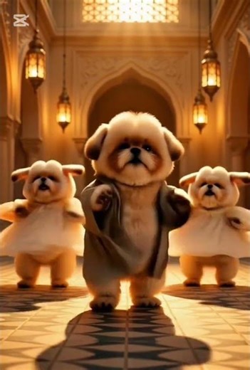 Chubby Shih Tzus Performing a Cute Middle Eastern–Inspired Palace Dance