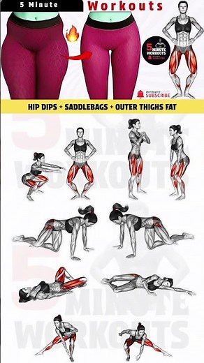 HIP DIPS + SADDLEBAGS + OUTER THIGHS FAT By 5 Minute Workouts