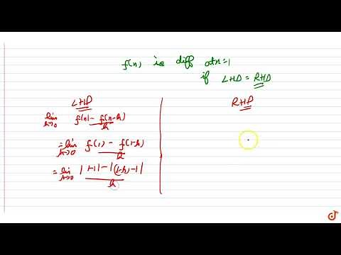 Prove that the function f given by `f(x) = | x - 1|, x in R` is not differentiable at `x = 1`...