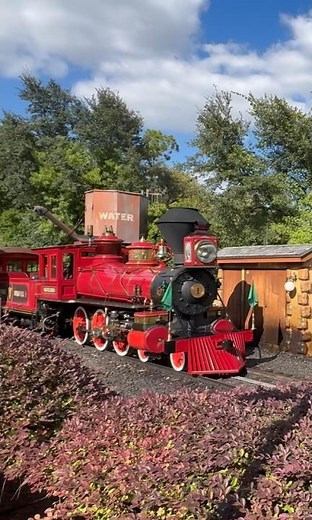 Disney steam train blowing its whistle