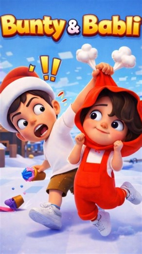 Bunty Babli on Instagram: "Bunty and Babli are walking happily… but BOOM! 💥 They suddenly bump into each other and Bunty’s yummy ice cream falls down! 🍦😱 Bunty gets angry 😡 but Babli makes her super cute face 🥺💖 Just when Babli tries to run away, Bunty grabs her hoodie — and Babli starts running in the air! 😂😂 A funny, cute, and cartoonish Pixar-style gag that you will LOVE ❤️ 🎈 Watch till the end for the funniest moment! 👍 Like, Share & Subscribe for more Bunty & Babli cartoons! #funn