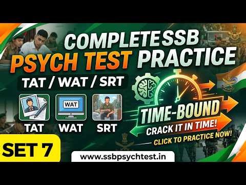 SSB Psychological Test Full Practice (Set 7) TAT, WAT, SRT Complete Mock Test
