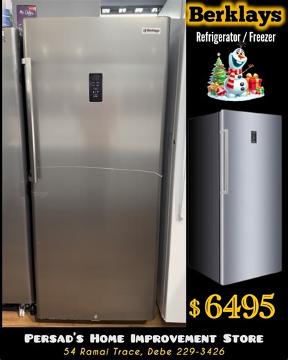 Persad's Home Improvement on Instagram: "Freeze !🥶 Berklays 17cubic Standing Freezers Persad’s Home Improvement Store 54 Ramai Trace, Debe. Hardware & Household Store: 647-5446 Appliance & Furniture Store: 229-3426 WhatsApp: 316-1240 Website: https://persadshomestore.com #hardware #homestore #appliances #freezer #standing #standingfreezer #refrigeration #refrigerator #freeze #kitchen #ice #coldstorage #stainlesssteel #fridge #samsung #cold #cool #home #house #kitchen #doubledoor #french #chestf