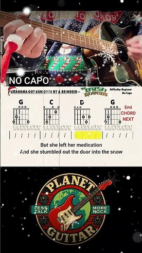 How to Play "GRANDMA GOT RUN OVER BY A REINDEER" Irish Rovers (No Capo) | Beginner Guitar Play-Along