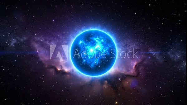 Mesmerizing Cosmic Blue Giant Star Surrounded by Nebula in the Vast Universe, Glowing Radiance