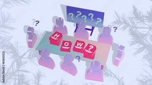 Animated How Question Text On Meeting Table. How Question Concepts Footage. Tips, Ask, Instruction And Guidance Concepts. Suitable For Business, Advertisement And Explainer Video.