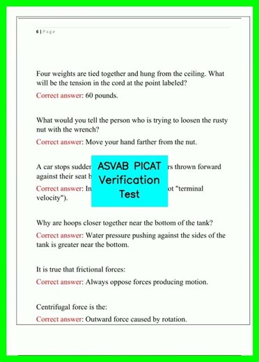 ASVAB PICAT Verification Test video