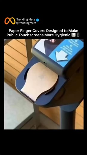 Trending Meta on Instagram: "Paprtect developed biodegradable, single-use paper finger covers to help reduce germ spread on public screens. Instead of touching surfaces directly, users slip on a thin paper sleeve before tapping kiosks, coffee machines, ticket terminals, or checkout screens. The covers are designed to remain responsive on capacitive displays while being compostable after use, offering a low-tech but clever solution to a very modern problem. It’s especially relevant in high-traffi