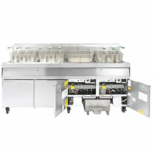 Dean by Frymaster SCFD460G Natural Gas Decathlon Gas Floor Fryer with (4) 75 lb. Frypots, Thermatron Controls, and Built-In Filtration - 600,000 BTU