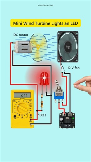 💨 Mini Wind Turbine Lights an LED