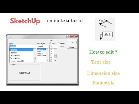 SketchUp How To Change Text, Dimension, Font Size ? (1 minute tutorial)