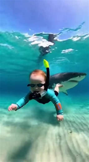 Baby swim from Shark