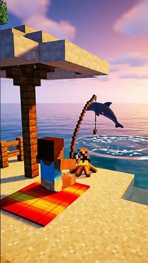 My Cozy Beach Day 🌴 #minecraft #minecraftbuilding#chill