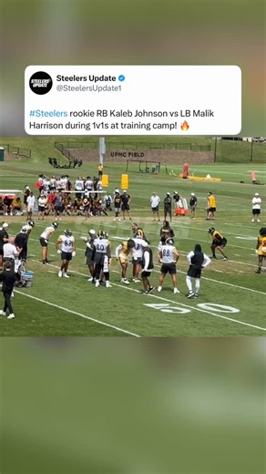 13K views · 431 reactions | Steelers rookie RB Kaleb Johnson vs LB Malik Harrison during 1v1s at training camp!  - SeatGeek Code: STEELERSUPDATE Use code to get $20 off your first purchase! - #herewego #steelers #steelernation #nfl #steelersfootball #steelersupdate #benroethlisberger #discussion #tjwatt #bigben #dkmetcalf #aaronrodgers #miketomlin #pittsburgh #jalenramsey | Steelers Update | Facebook