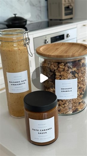 Hajar Larbah on Instagram: "How I make my sticker labels for jars! It takes literally less than 5 minutes from start to finish 🤎 I’ll have the the design and paper linked on stories! #diy #kitchen #label #organization #howto #home #food #foodblogger #foodstagram #yummy #eeeats #cooking #instafood"