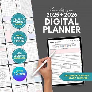 2025   2026 Digital Planner | Fully Hyperlinked PLR Digital Planner for Goodnotes Onenote | Life Management & Productivity Templates - Etsy