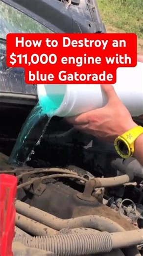 Blue Gatorade vs Real Engine Oil in a V8 #shorts #experiment #impossible