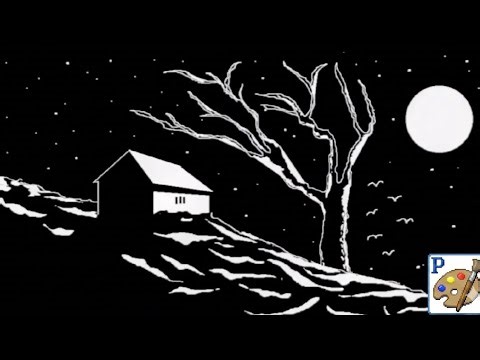 MS Paint Night Scene Drawing 🌙 | Easy Landscape Tutorial | Sigma Computer World