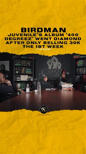 @birdman - @juviethegreat album ‘400 degreez’ went diamond after only selling 30k the 1st week. #birdman #juvenile 🎥 @cannonsclasstv | VSG entertainment