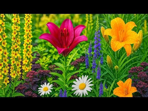 beautiful garden flowers in full bloom video