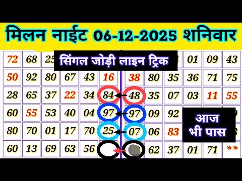 सोमवार,कल्याण मटका सिंगल जोड़ी लाइन ट्रिक 08-12-2025 , Kalyan Matka today, Bk Matka tricks#kalyan