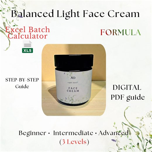 Lightweight Face Cream Formula | Beginner to Advanced Skincare Recipe | Digital PDF   Excel Calculator - Etsy