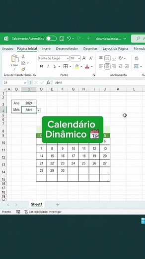 Como fazer um Calendário Dinâmico no Excel
