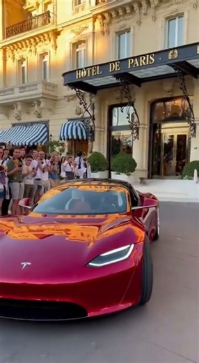 lady in Tesla Futuristic 2030 Concept Red Monaco - #car #rich #supercars #luxurylifestyle #monaco