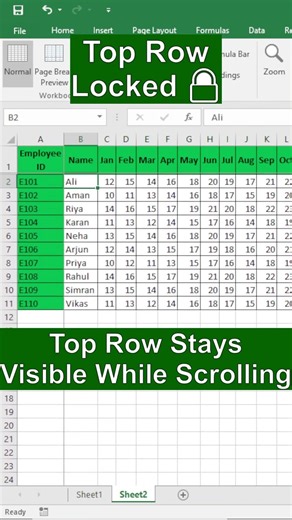 Freeze Row & Column Simultaneously in Excel